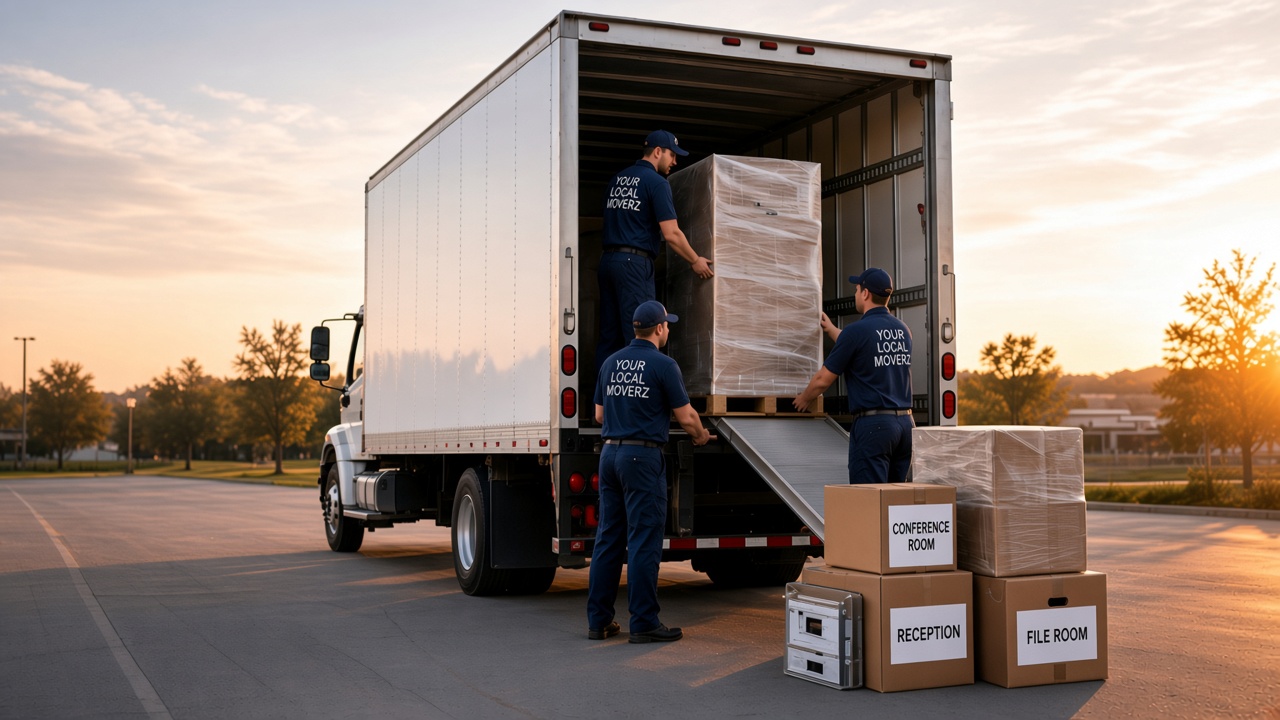 Your Local Moverz crew loading a wrapped shipment into a box truck